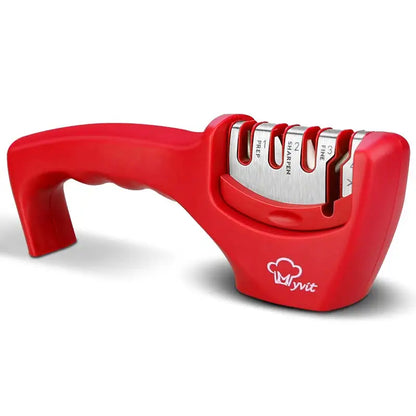 4-Stage Knife and Scissors Sharpener – Non-Slip Base, Ergonomic Handle, Diamond & Ceramic Slots