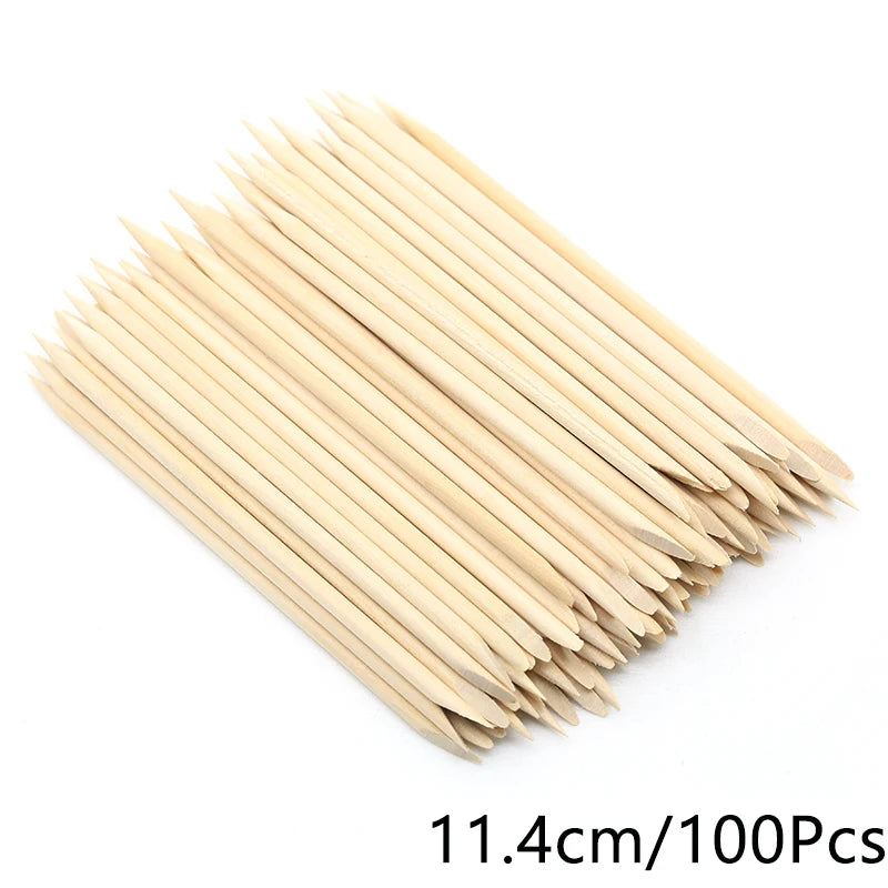 FUMOSIK Orange Wood Cuticle Pusher Combo – Natural Wooden Double-Ended Cuticle Remover Sticks