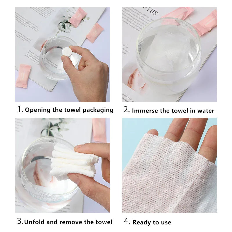 Disposable Mini Compressed Face Towels – Quick Absorb Non-Woven Travel Wipes, 20/50 pcs