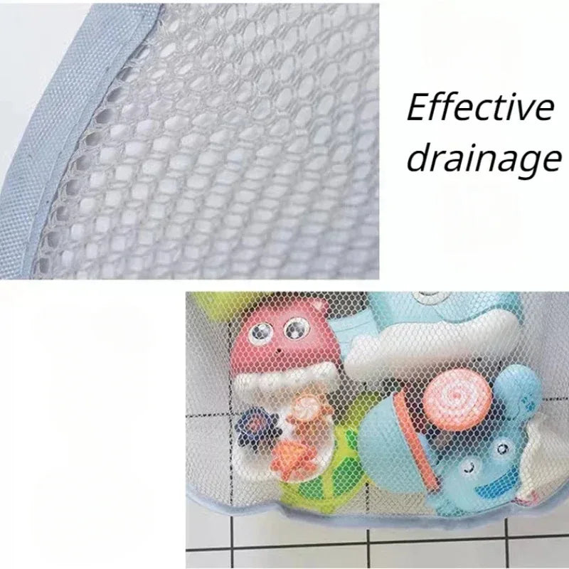 Baby Bath Toys Organizer – Mesh Net Storage with Toothbrush Holder – 39×35 cm