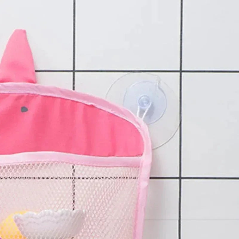 Baby Bath Toys Organizer – Mesh Net Storage with Toothbrush Holder – 39×35 cm