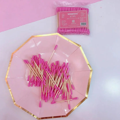 100pcs Pink Cotton Swabs – Micro Disposable Soft Cotton Cleaning Sticks, 7.5cm / 10cm