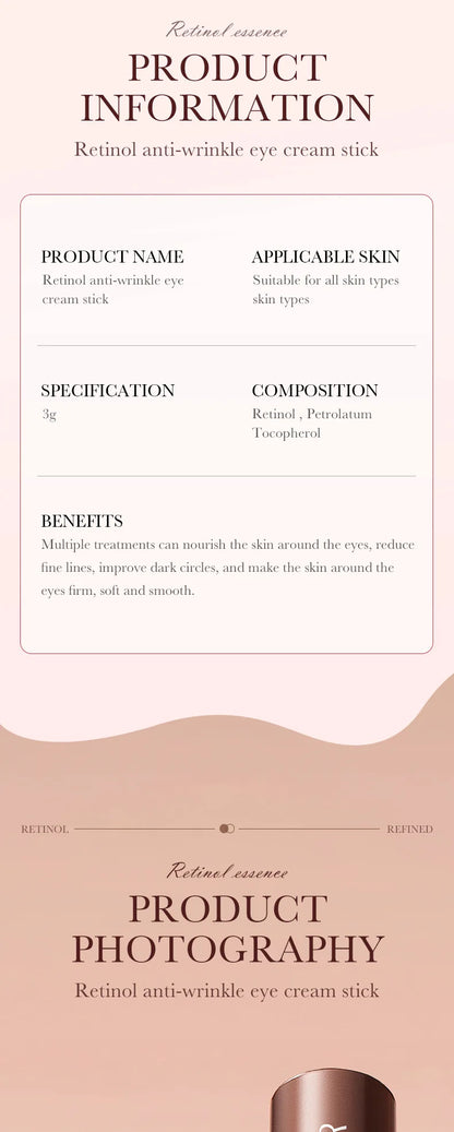 SADOER Retinol Eye Cream Stick – Anti-Dark Circles, Moisturizing & Firming – Under Eye Care