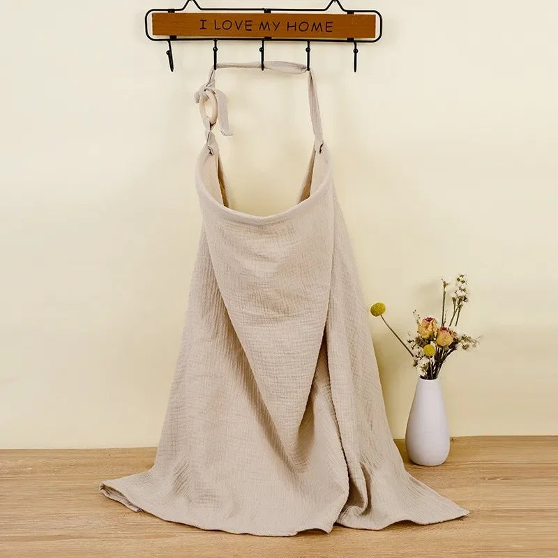 Breathable Cotton Baby Nursing Cover – Maternity Breastfeeding Shawl and Stroller Blanket, 100 × 60 cm