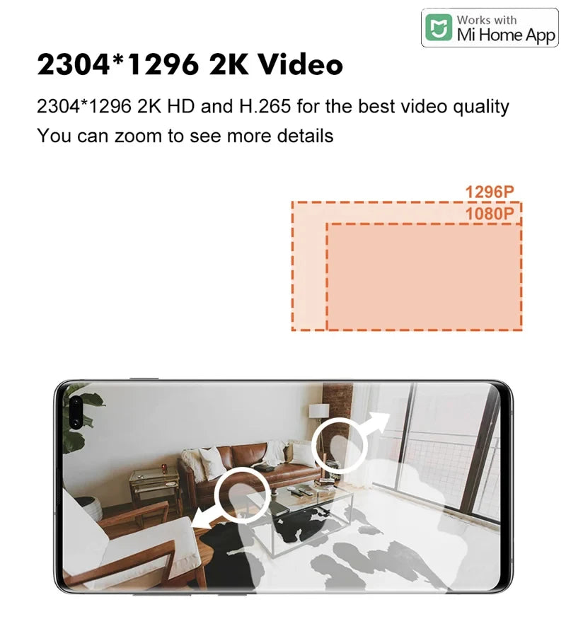 2K 360° Smart Home Security Camera – Wi-Fi, Night Vision, Motion Detection, Two-Way Audio