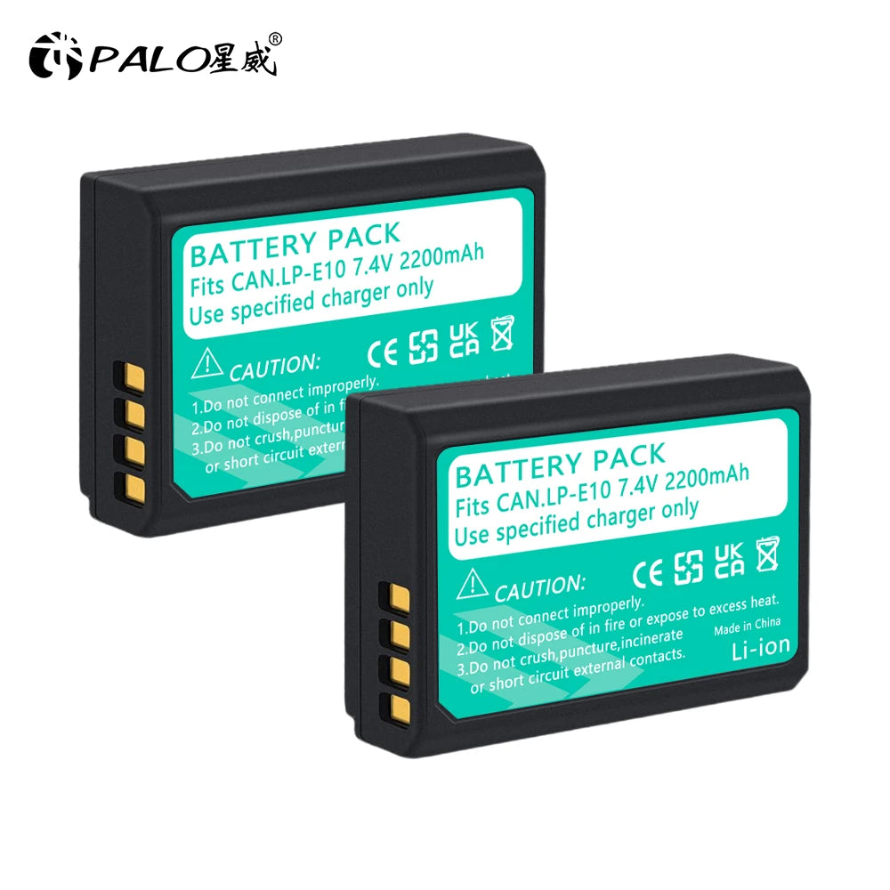 Rechargeable Camera Battery – LP-E10 Type, 7.4V 2200mAh, Compatible with Canon EOS DSLR Models