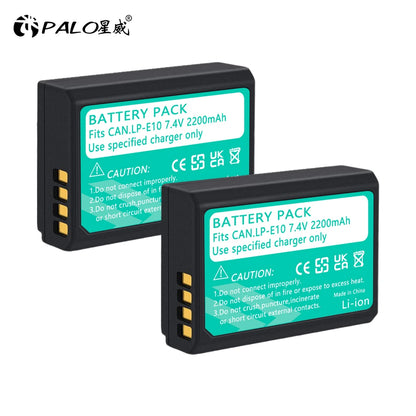 Rechargeable Camera Battery – LP-E10 Type, 7.4V 2200mAh, Compatible with Canon EOS DSLR Models