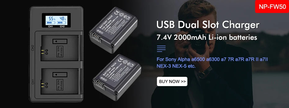 Rechargeable Camera Battery – LP-E10 Type, 7.4V 2200mAh, Compatible with Canon EOS DSLR Models