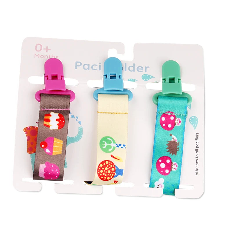 Baby Pacifier Clip Set – 3 Pieces Polyester Clips, 26 cm Length