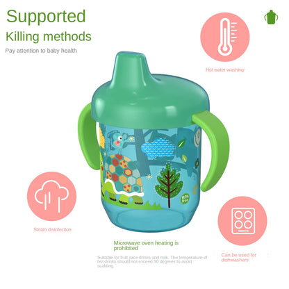 260ml Cartoon Baby Drinking Cup with Handle – Durable PP Plastic, Suitable for Ages 7 Months to 12 Years