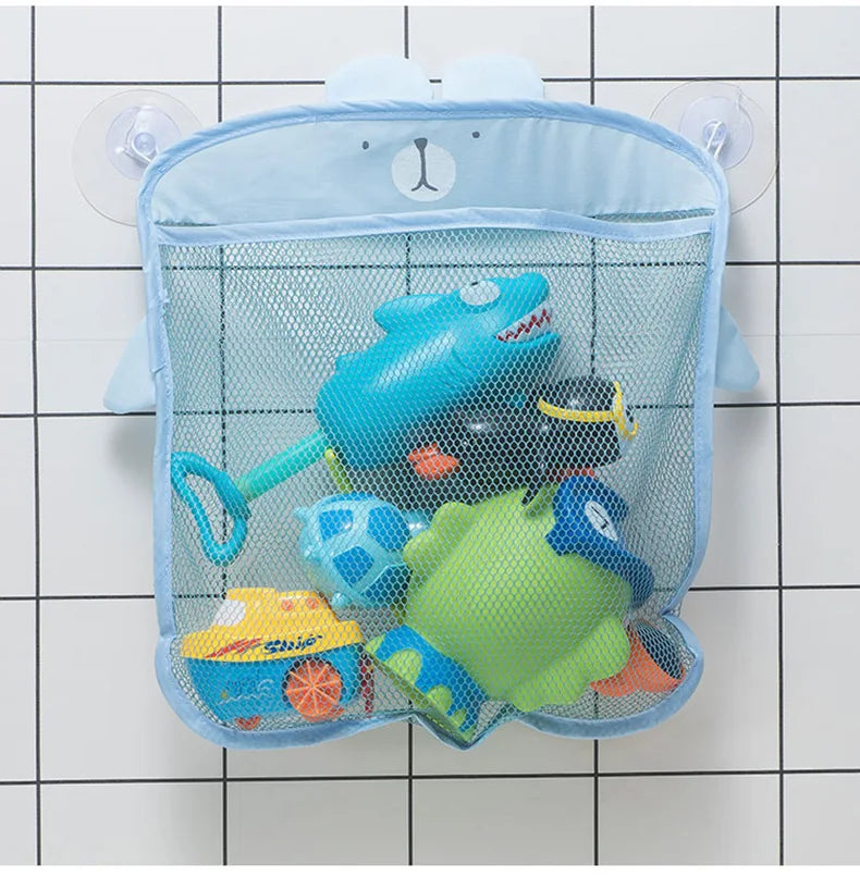 Baby Bath Toys Organizer – Mesh Net Storage with Toothbrush Holder – 39×35 cm