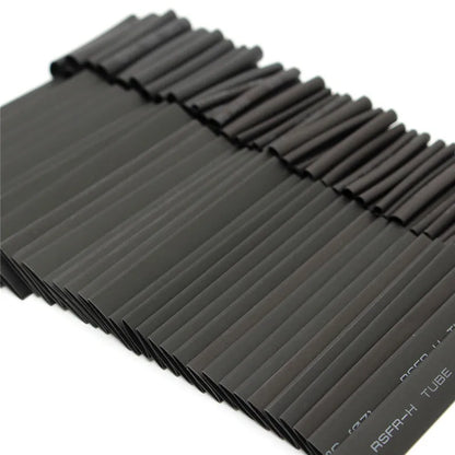 127-Piece Heat Shrink Tubing Kit – Black, 7 Sizes, Flame Retardant, 2:1 Shrink Ratio
