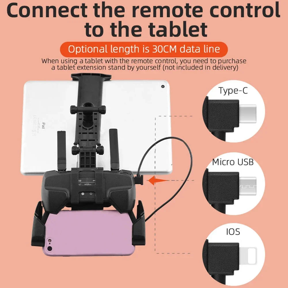 Drone Remote Control Data Cable – Type-C, Micro USB, Lightning – 15cm & 30cm for Mobile/Tablet Connection
