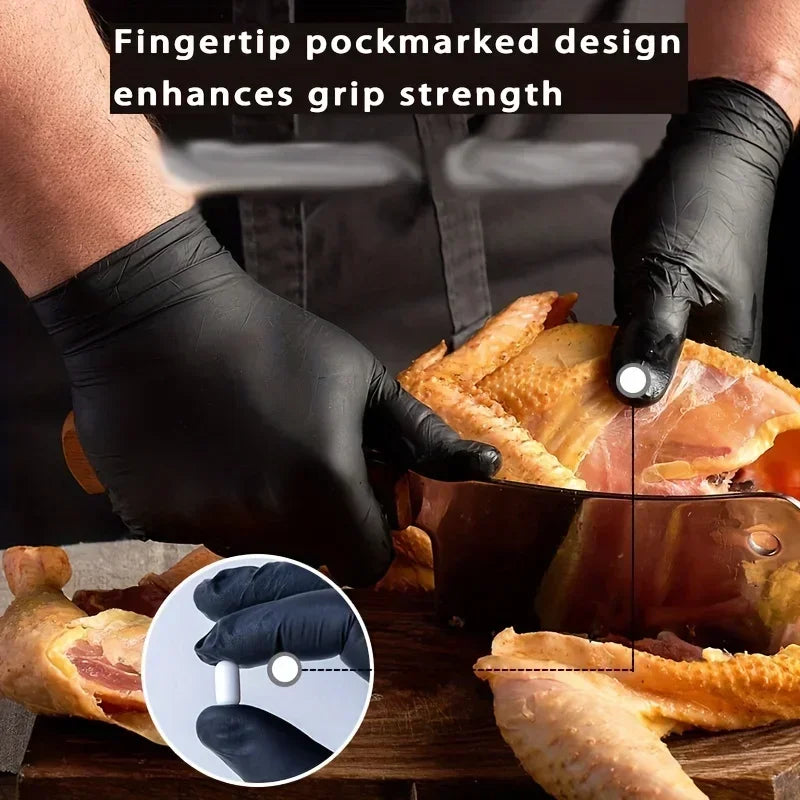 Black Nitrile Disposable Gloves – Powder-Free, Touch Screen Compatible, Waterproof – 100pcs Box