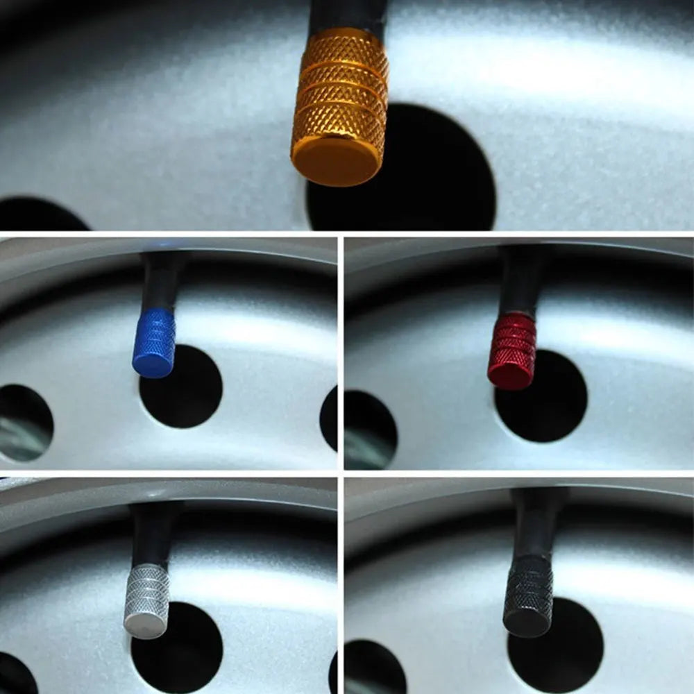 Aluminium Wheel Air Valve Covers – 4pcs Set with O-Ring Seal, Multi-Color