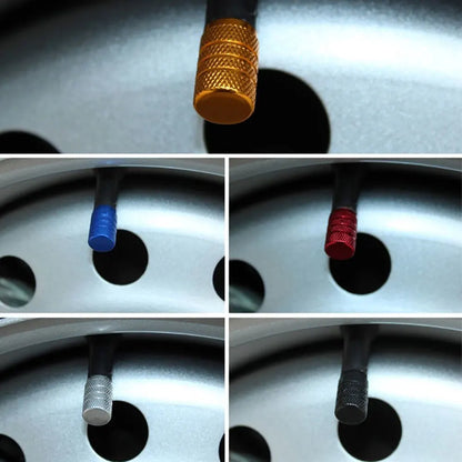 Aluminium Wheel Air Valve Covers – 4pcs Set with O-Ring Seal, Multi-Color