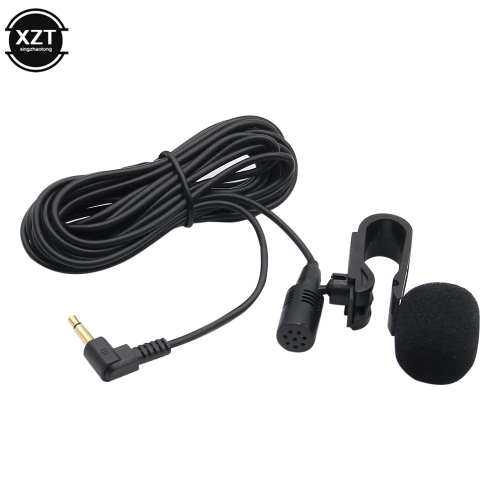 3.5mm External Car Microphone – Wired Condenser Mic with Clip for Bluetooth Head Units